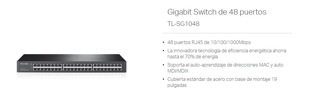 Switch Tp-Link Tl-Sg1048 48p 10/100/1000 Rack