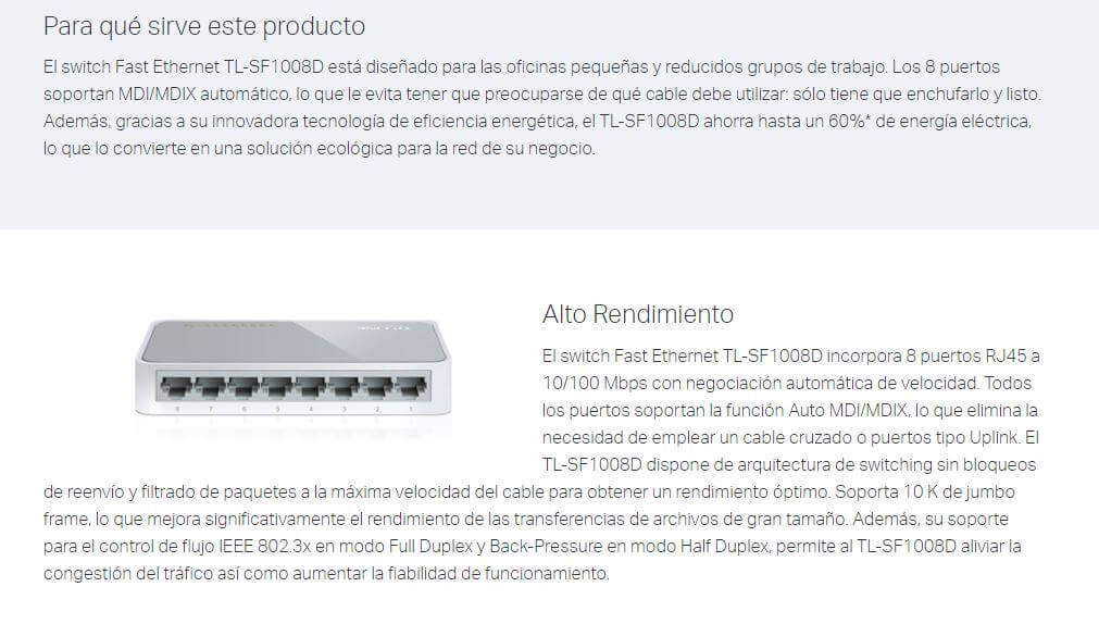Switch Tp-Link Tl-Sf1008d 8 Puertos 10/100mbps