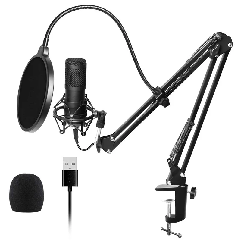 Microfono Condenser P/PC C/brazo, Soporte y Filtro
