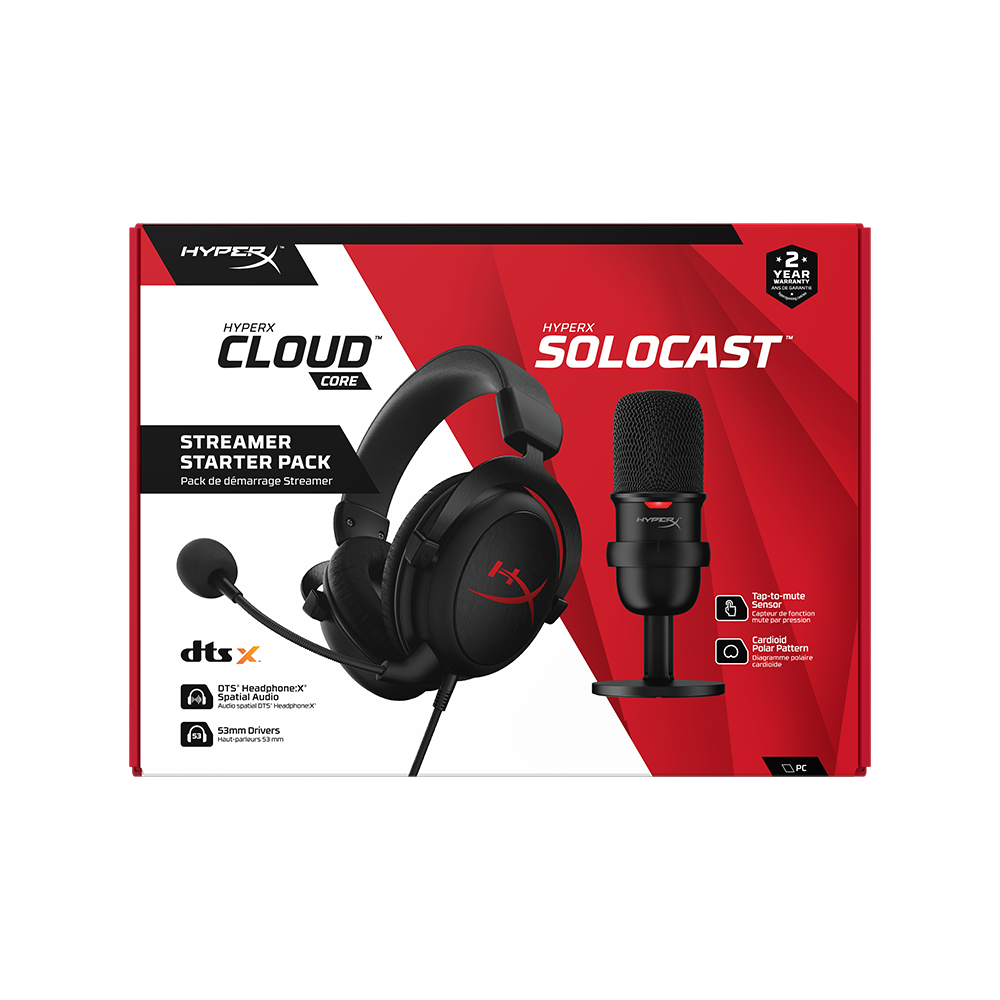 Streamer Kit Auricular + Microfono HyperX Cloud Core y Solocast
