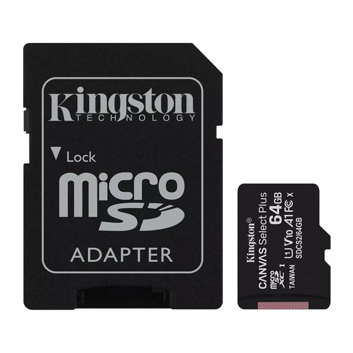 Micro SD Kingston con adaptador SD 64 GB Clase 10 Select Plus