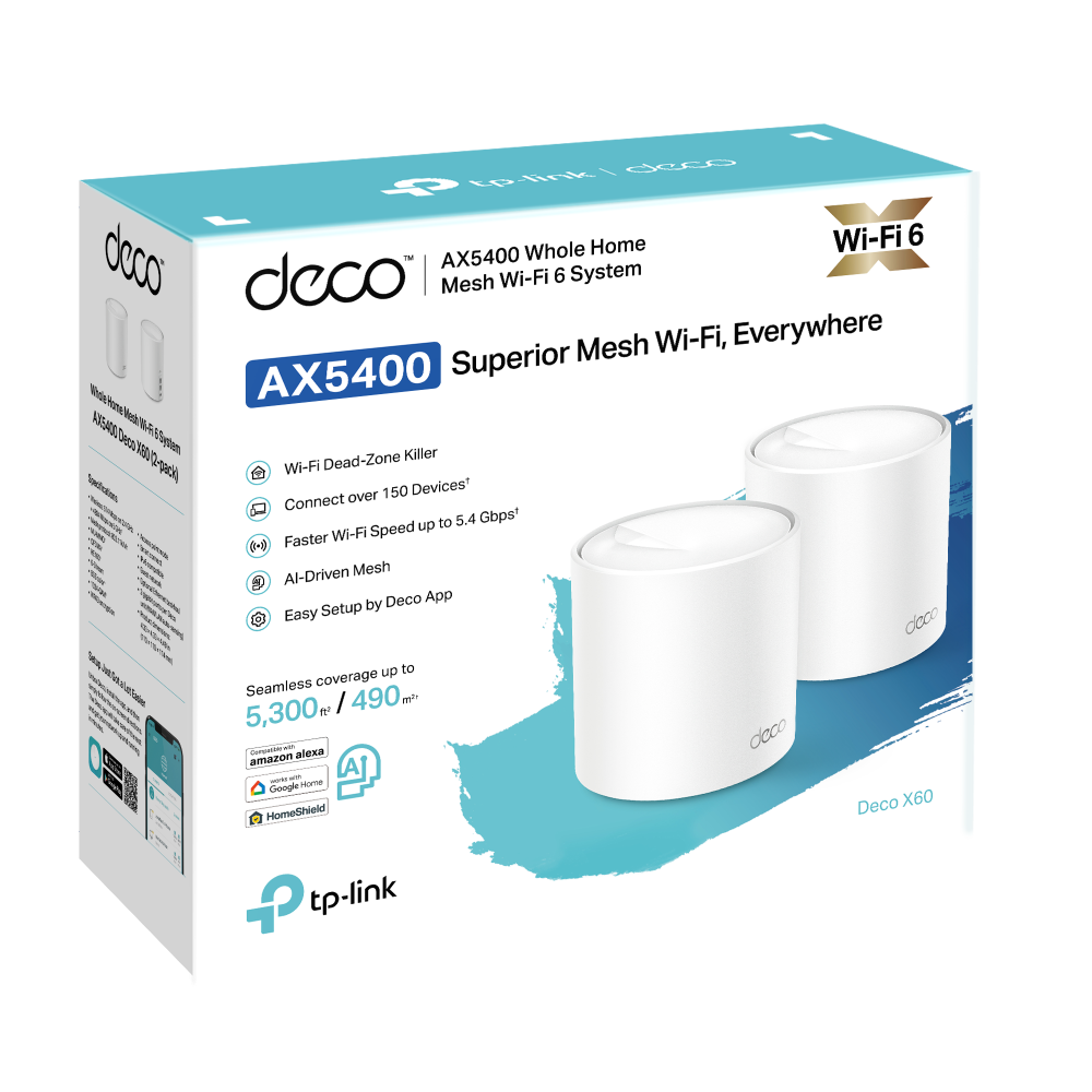 Access Point Tp-Link Deco X60 Pack De 2 Mesh AX5400 Wifi Giga