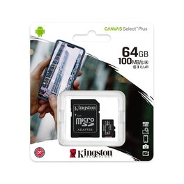 Micro SD Kingston con adaptador SD 64 GB Clase 10 Select Plus